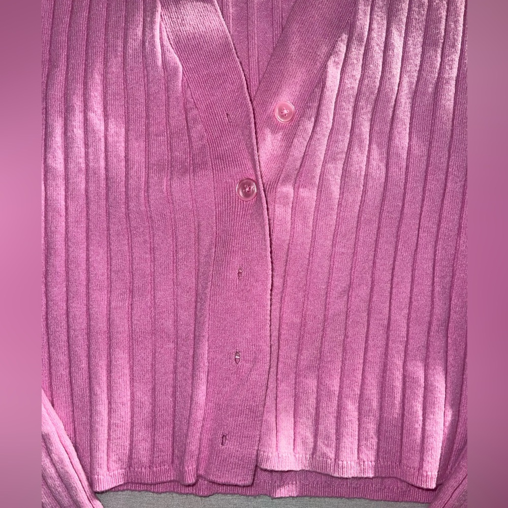 Pink Ribbed Button Up - Picture 2 of 3